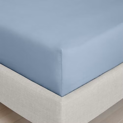 Bianca 200 Thread Count Cotton Percale Extra Deep King Fitted Sheet in Blue, Depth: 32 cm – 2