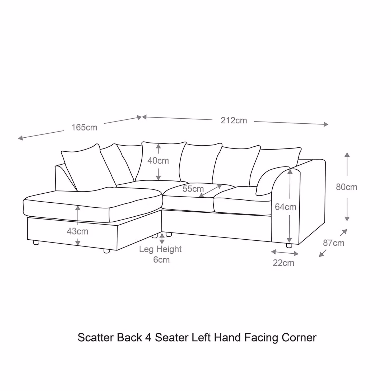 Luxor Living Orange Jumbo Cord 4 Seater Left Hand Facing Corner Sofa – 4