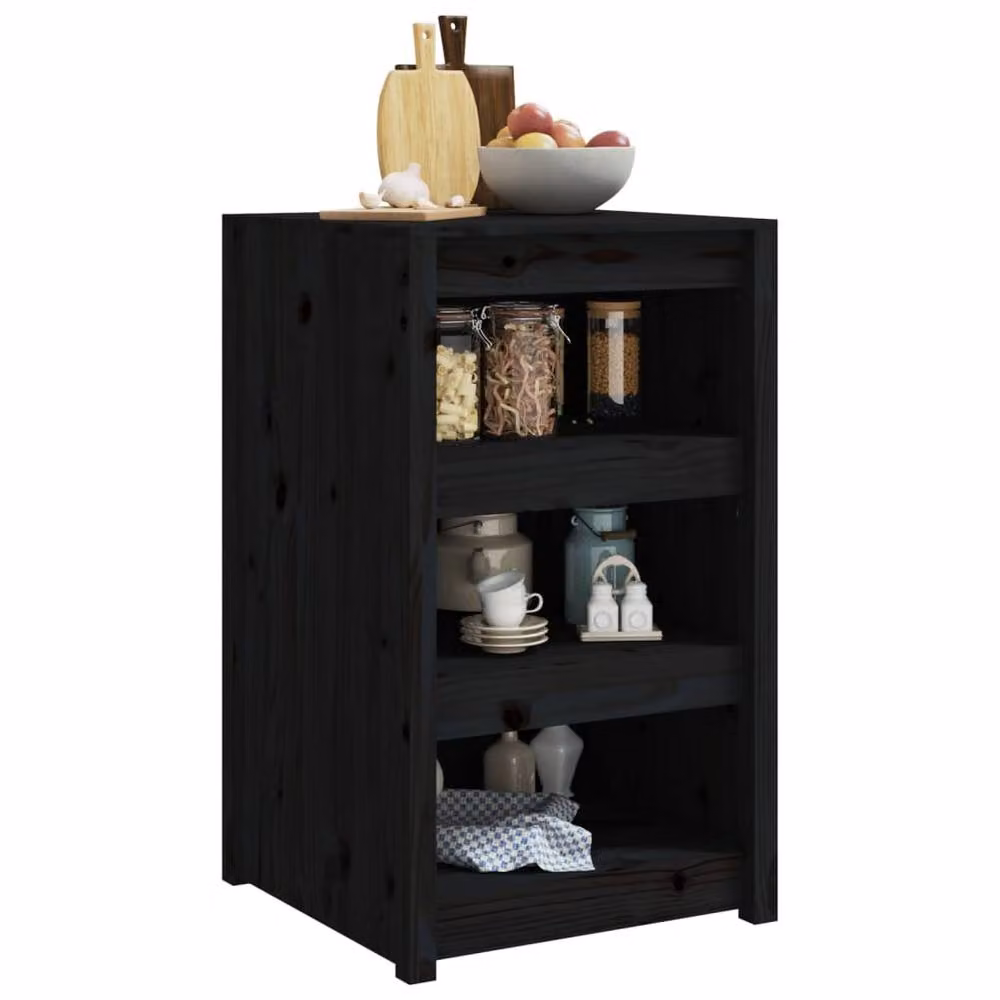 Berkfield Home Outdoor Kitchen Cabinet in Black Solid Pine Wood, W/D/H: 55 x 55 x 92 cm – 3