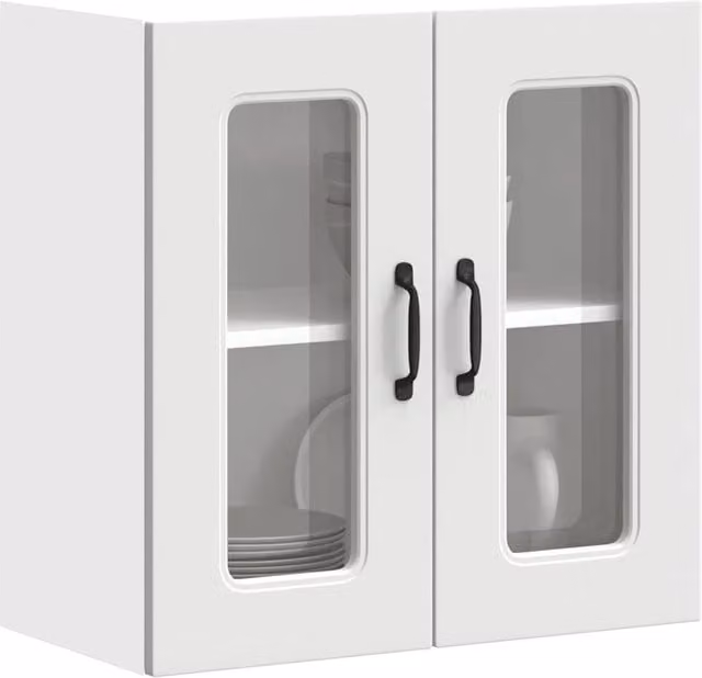 Berkfield Home Kalmar White Kitchen Wall Cabinet with Glass Doors and Internal Shelves