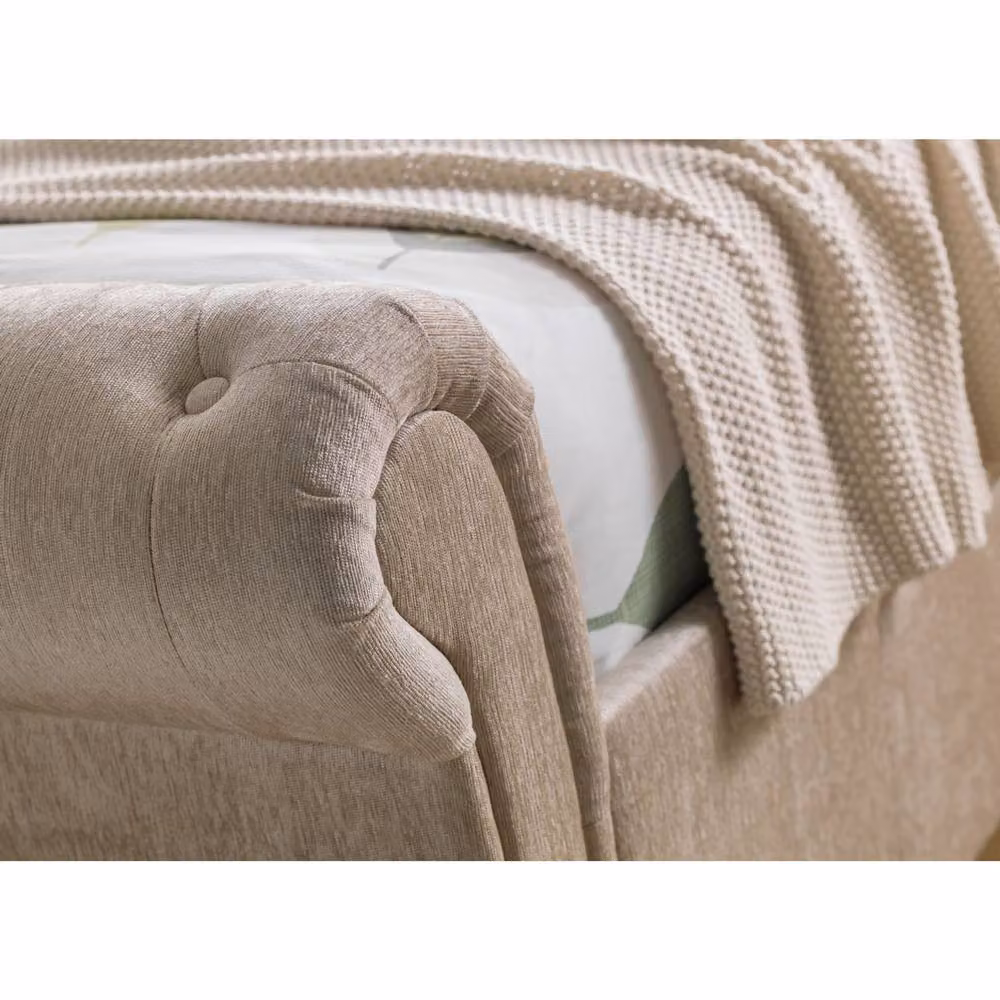 Cheshire Basalt Upholstered 2 Drawer Storage Bed in Beige, W/D/H: 150 x 200 cm – 4