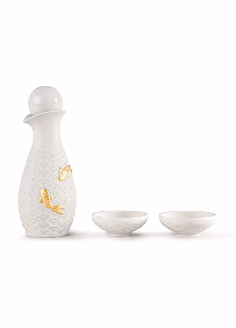Lladró Koi Soya Set White Porcelain Tabletop Ornament