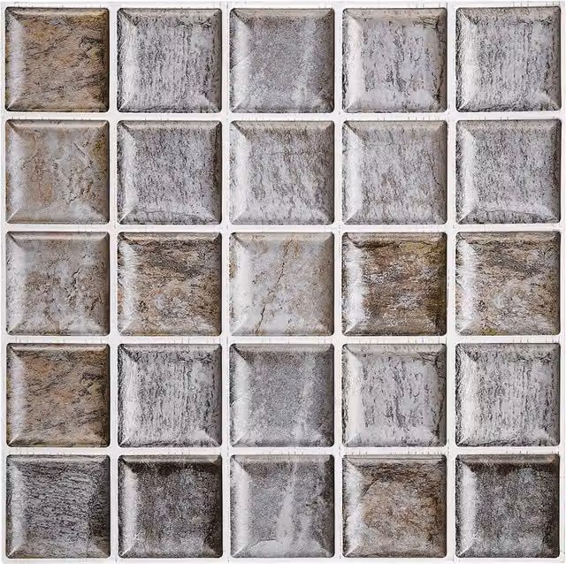 Livingandhome 10-Pack Grey 3D Self-Adhesive Faux-Tile Wall Stickers