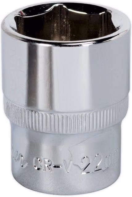 Loops 22mm Forged Steel Drive Socket 1/2 inch Square Drive in Silver Chrome Vanadium