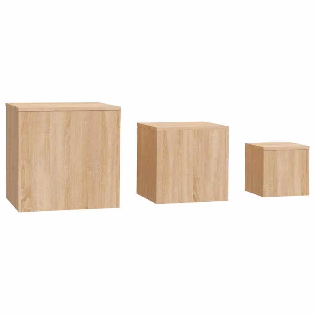 Berkfield Home Set of 3 Sonoma Oak Nesting Side Tables in Brown – 2