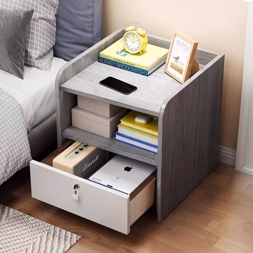 SPETLEK Small Bedside Table with Drawer in Grey – 3