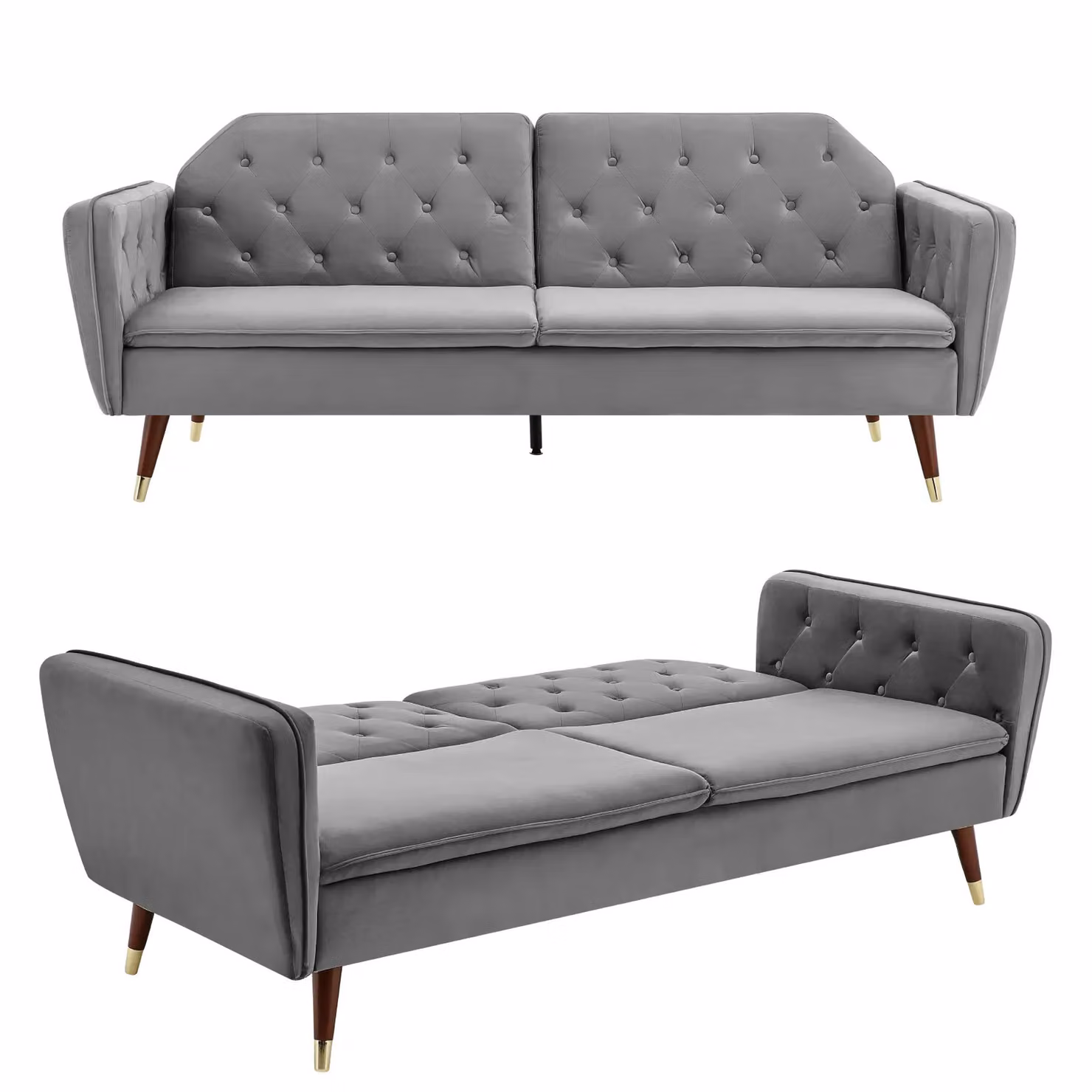 Bravich LTD Victoria 3 Seater Velvet Click Clack Sofa Bed in Grey – 4