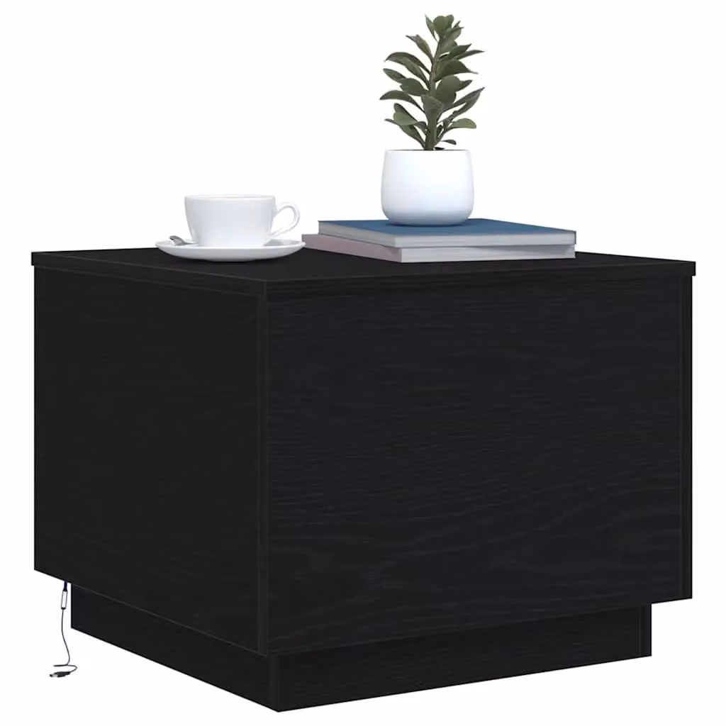 Berkfield Home Black Oak Coffee Table with LED Lights W/D/H: 50 x 50 x 40 cm – 5