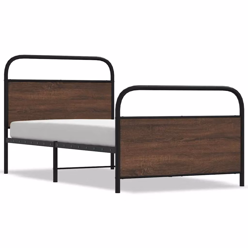 Berkfield Home Single Bed Frame in Brown Oak, W/D/H: 90 x 190 cm – 2