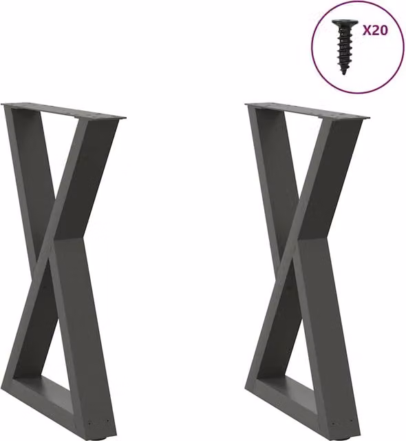 Berkfield Home Steel Dining Table Legs, 2 Pieces, Anthracite, H: 72-73.3 cm x W: 60 cm – 1