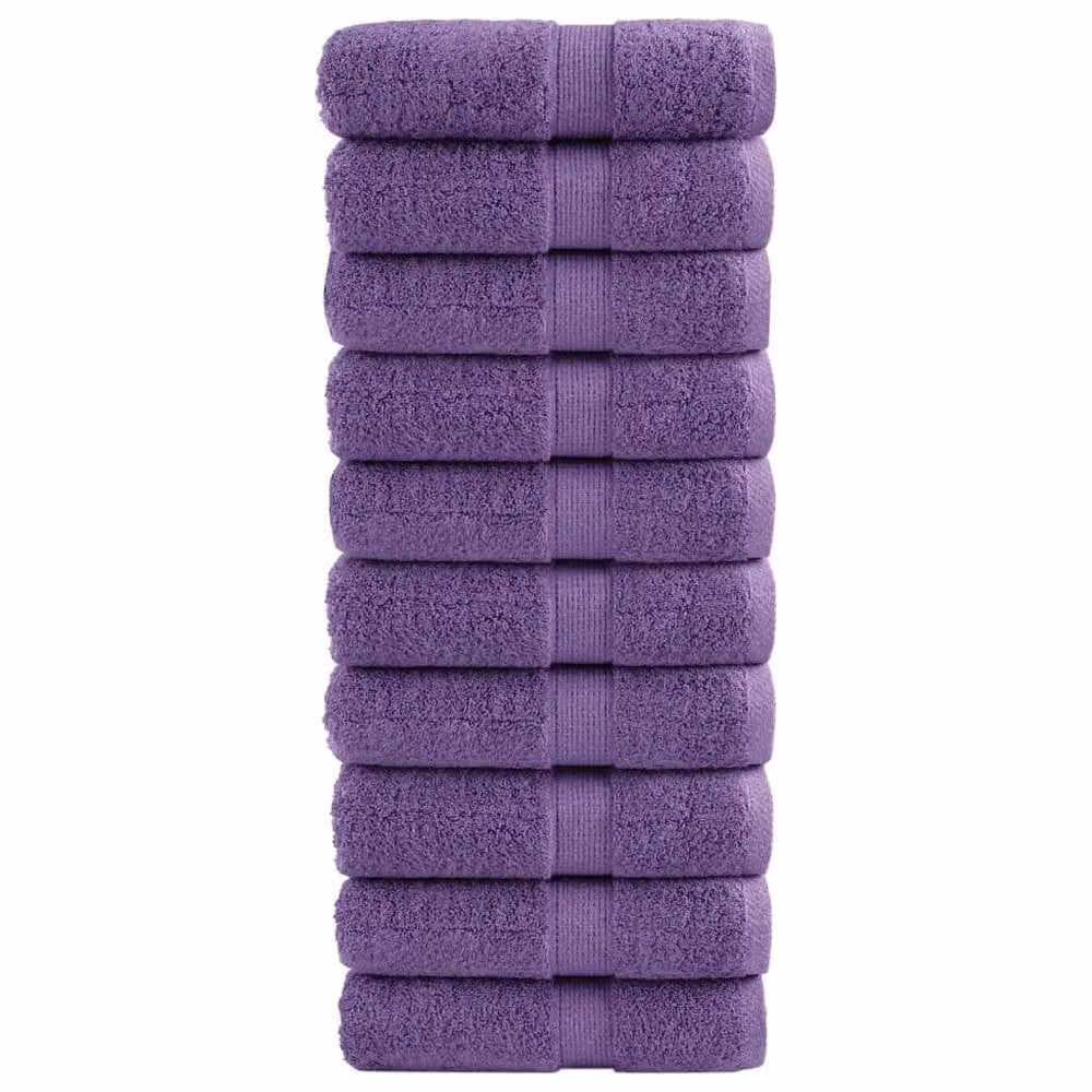 Berkfield Home SOLUND Premium Cotton Terry Guest Towels, Purple, 10 Pack, W: 30 cm, H: 50 cm, 600 gsm – 2