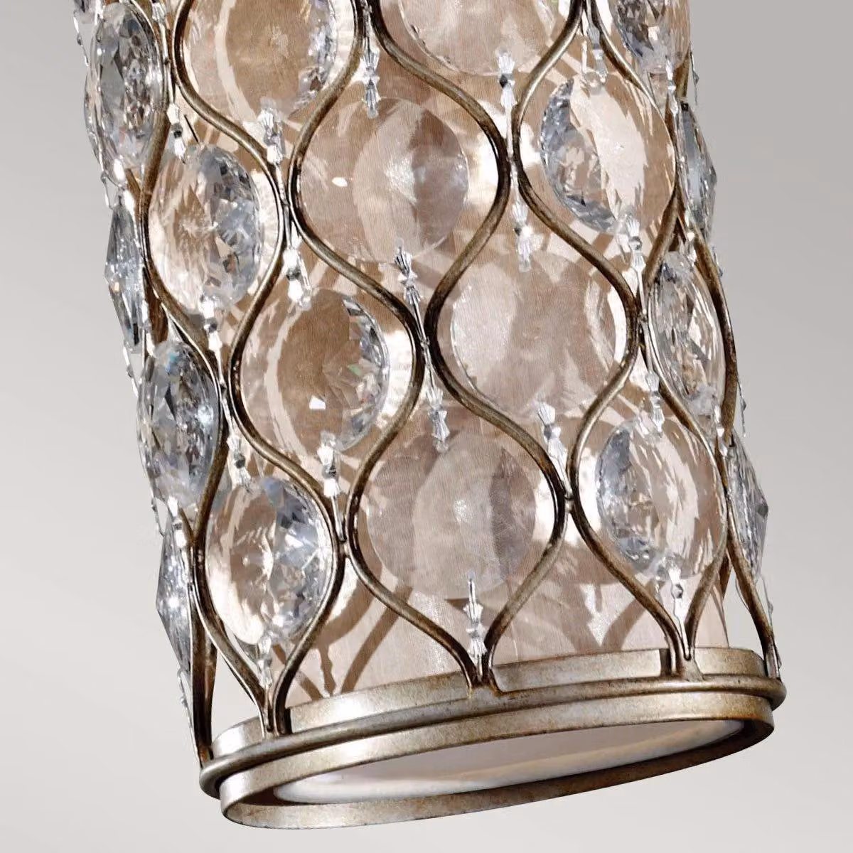 Netlighting Lucia 1 Light Mini Pendant Ceiling Light in Polished Silver with Crystal and Glass Details, E27 – 3