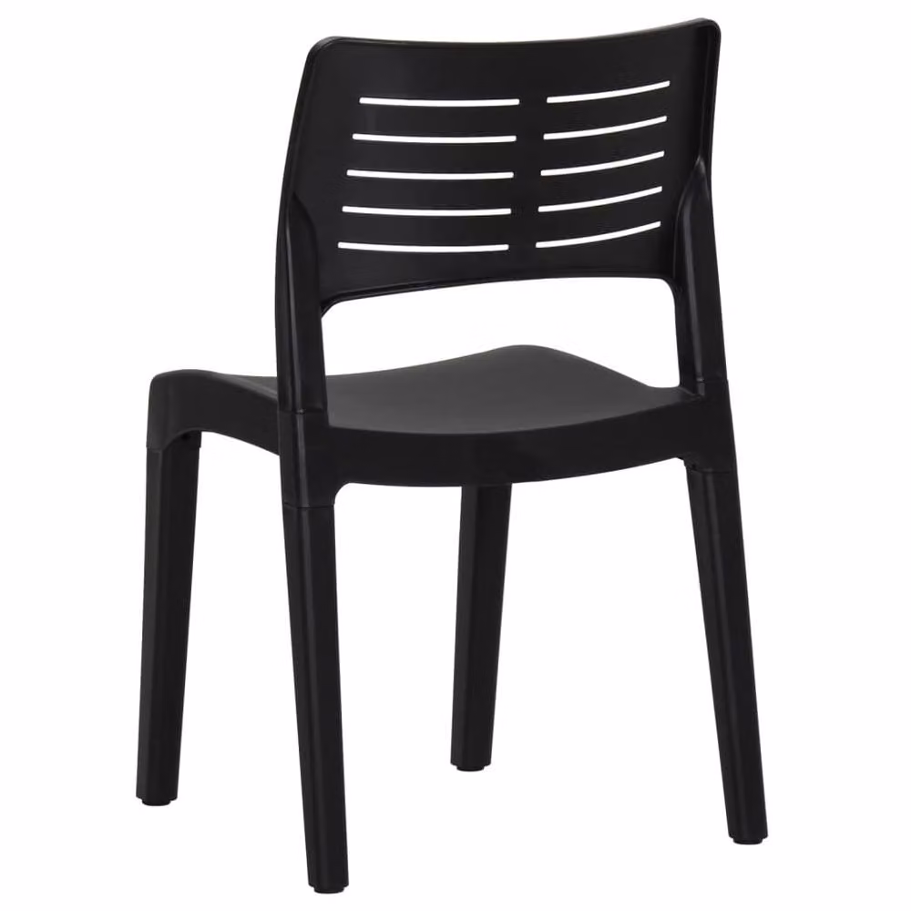 Berkfield Home Set of 2 Modern Anthracite and Black Polypropylene Garden Chairs – 5