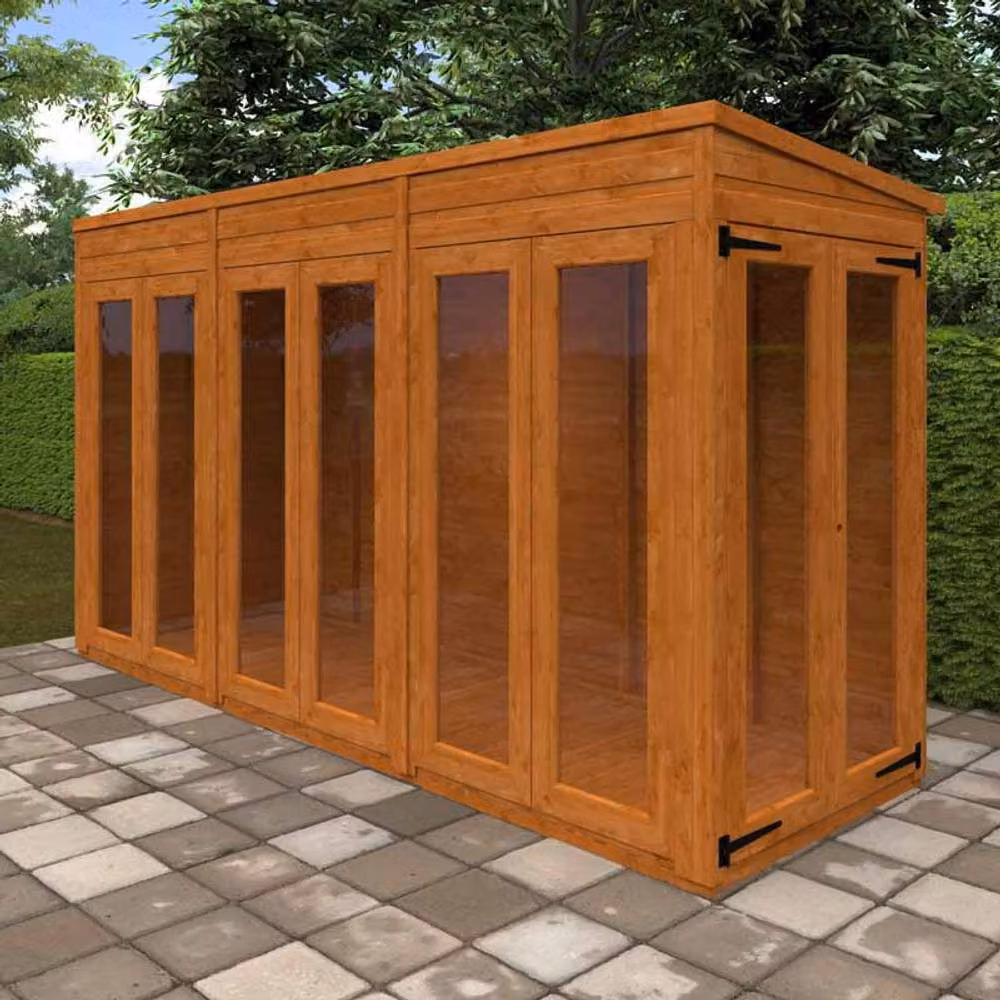 Buttercup Farm 12x4 Flex Pent Full Pane Summerhouse in Burnt Orange, W/D/H: 115 x 353.8 x 203 cm – 2