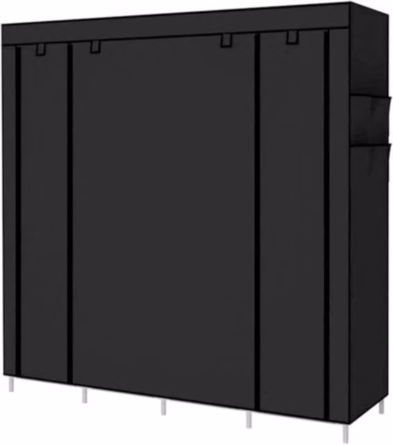 Kelvenix Modern Black Freestanding Wardrobe with Hanging Rod and Internal Shelves, H 170 x W 45 x D 45 cm – 1
