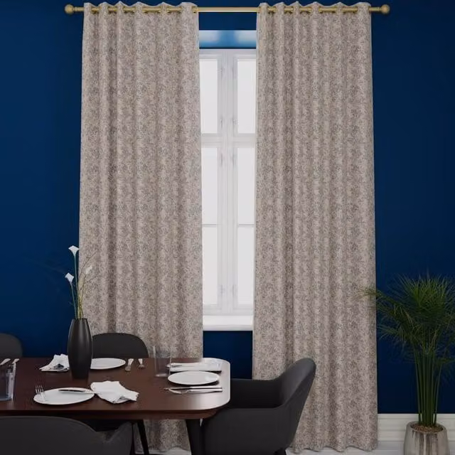 Trevone Made to Measure Blue Floral Blackout Eyelet Curtain Fabric Panel