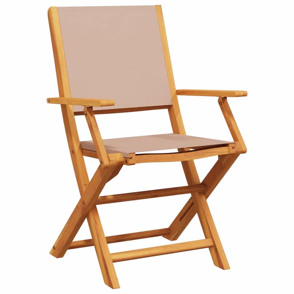 Berkfield Home 3 Piece Bistro Set in Beige Taupe Fabric and Solid Acacia Wood – 3