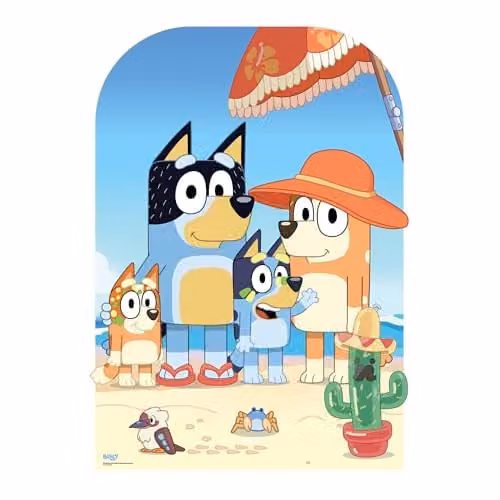 Star Cutouts SC4534 Bluey On-Beach Freestanding Cardboard Stand-In, Multicolour, Height: 131 cm – 1