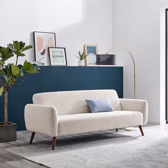 FurnitureboxUK Teddy 3 Seater Upholstered Sofa in White Boucle