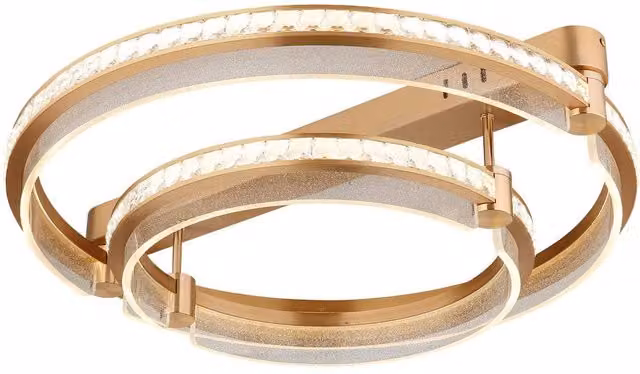 Netlighting Blondie Twin Ring Semi Ceiling Light in Gold/Brass with 2x Dimmable LED Bulbs – 1