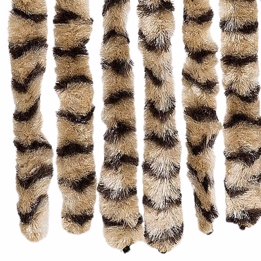 Berkfield Home Striped Chenille Thermal Insulating Fly Curtain in Beige and Brown, W: 100 cm, H: 200 cm – 6