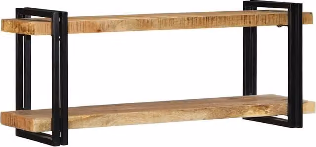 Berkfield Home Wall Mounted Mango Wood Shelf in Brown, W: 110 cm, D: 33 cm, H: 45 cm