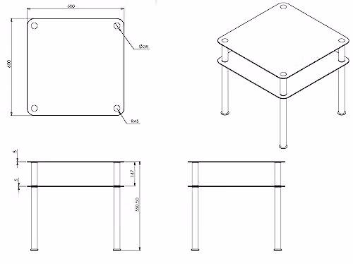 AVF Black Glossy Glass Coffee Table with Metal Legs, W/D/H: 60 x 60 x 42 cm – 5