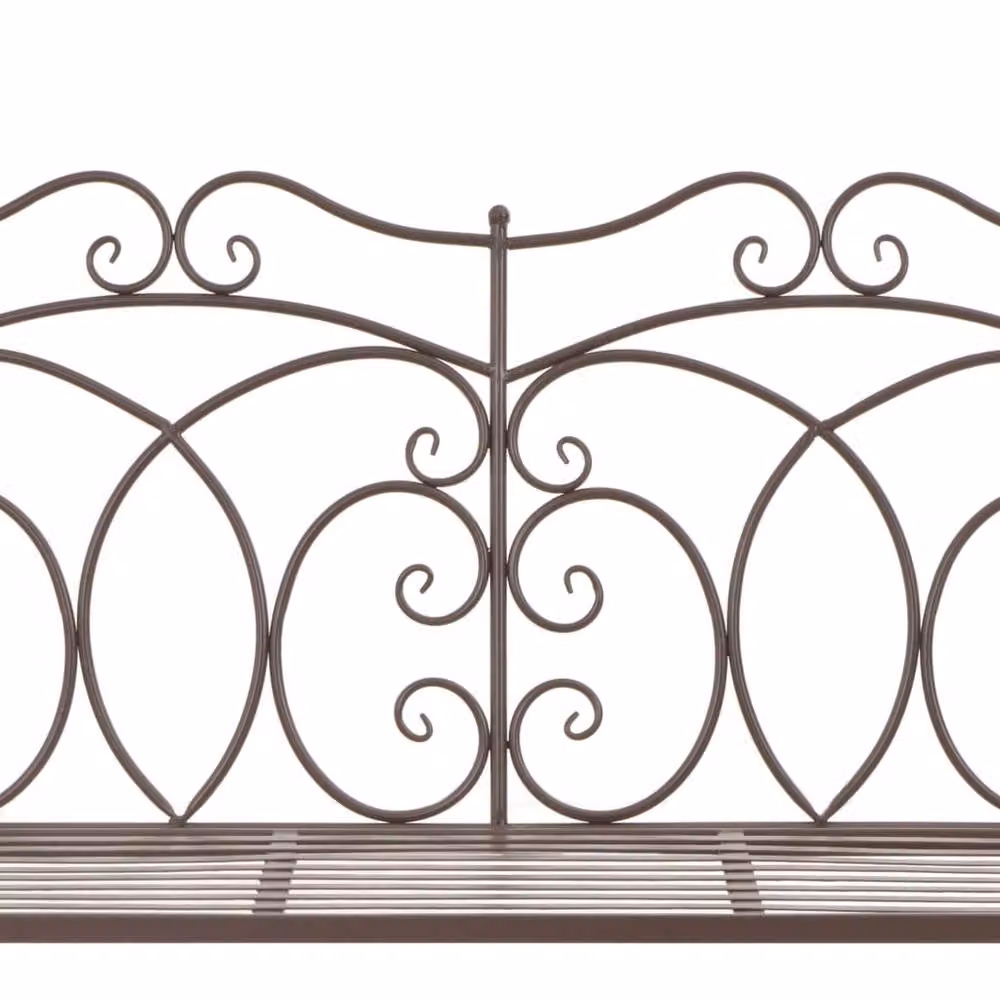 Berkfield Home Metal Garden Bench in Antique Brown, Width: 104 cm – 2
