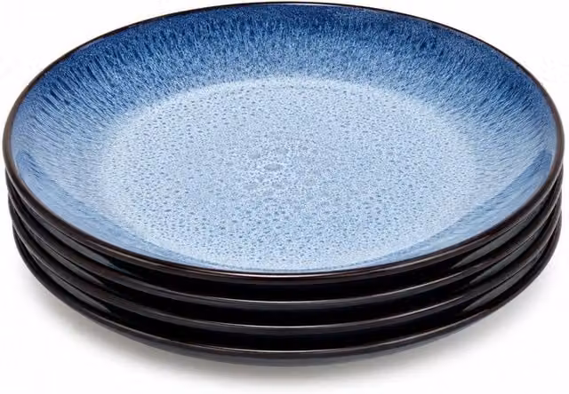 Upper Street Havn Blue Reactive Glaze Stoneware Dinner Plate Set of 4, Diameter: 26.6 cm – 1
