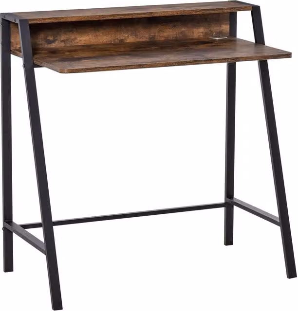 Rolipo Brown Writing Desk with Storage Shelf W: 84 cm, D: 45 cm