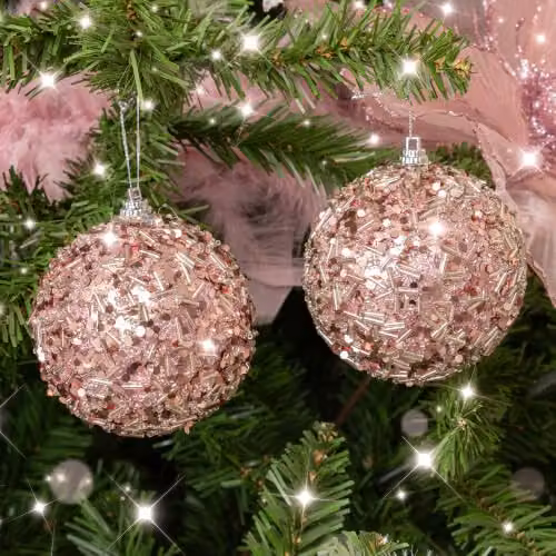 Melody Maison Set of 3 Pink and Silver Abstract Christmas Baubles – 2