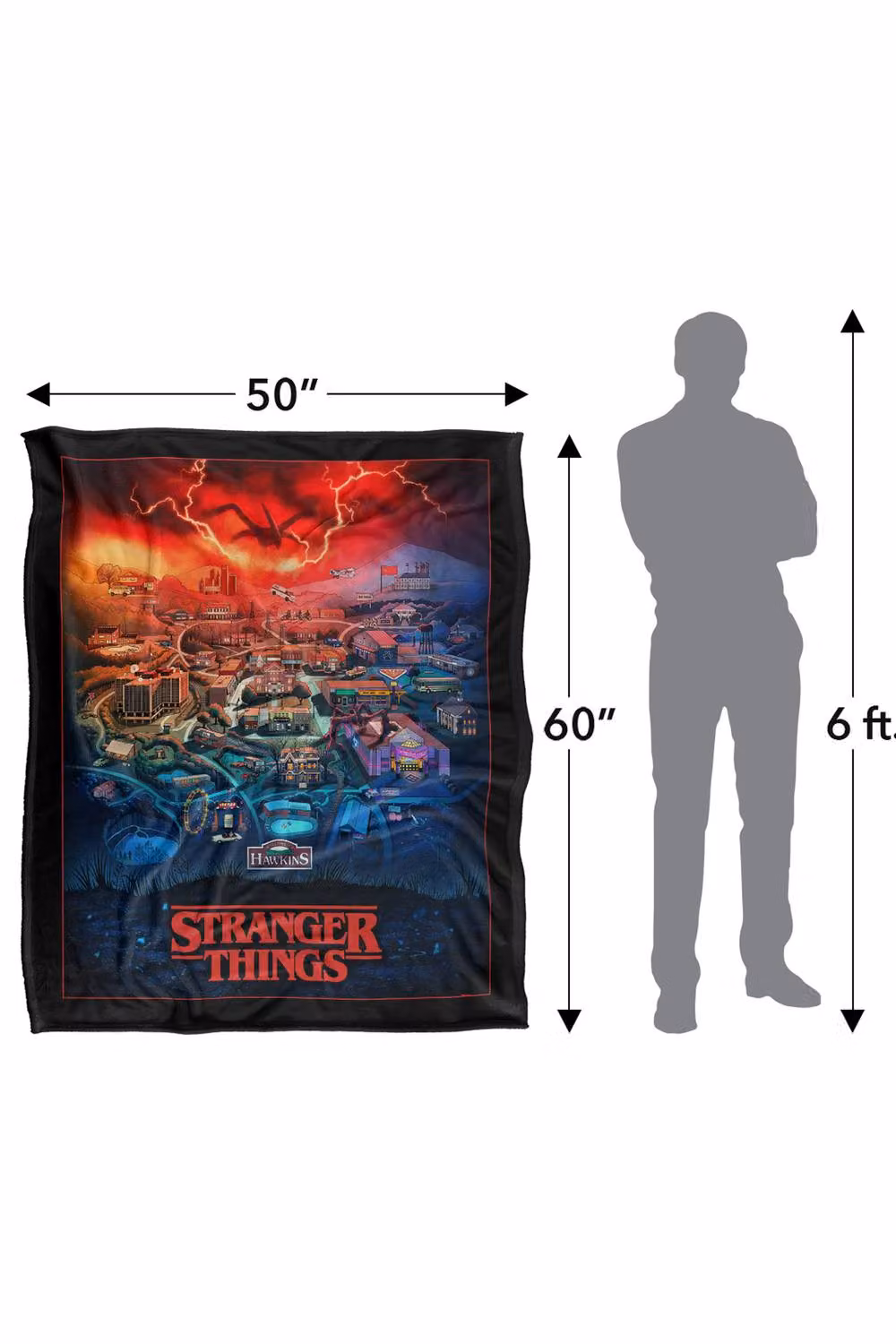 Stranger Things Hawkins Map Super Soft Throw Blanket, Multicolour, W: 152 cm, D: 127 cm – 4