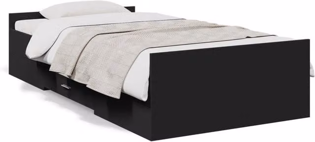 Berkfield Home Small Single Bed Frame with Drawers, Black, W: 75 cm, L: 190 cm