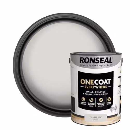 Ronseal One Coat Everywhere Matt Paint in Silver and White, 5L