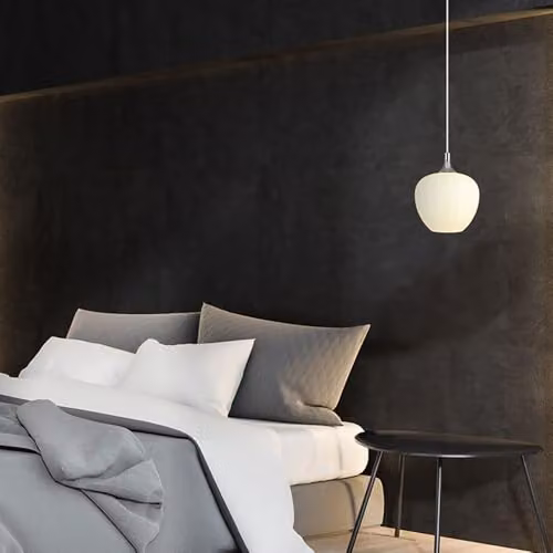 Netlighting Maxy White and Chrome Dome Pendant Lamp with Glass Shade, Height: 120 cm, Diameter: 24 cm – 3