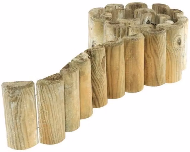 Cheshire 6 inch Pressure Treated Border Roll, 2 Pack, Natural Wood/Brown