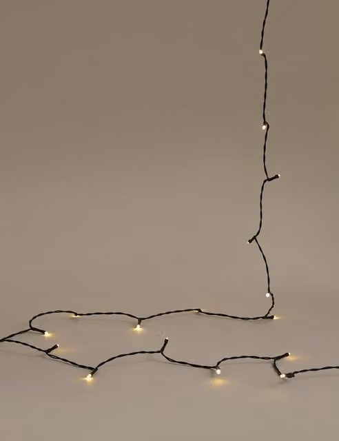 M&S 100 LED Warm White Battery Operated Christmas String Lights in White