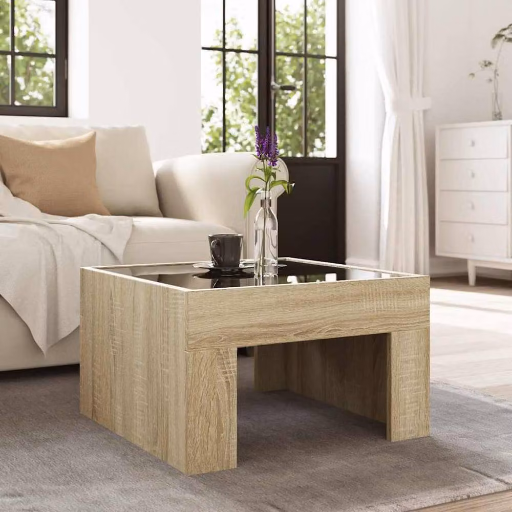 Berkfield Home Infinity LED Coffee Table in Sonoma Oak Brown, W/D/H: 50 x 50 x 30 cm – 4