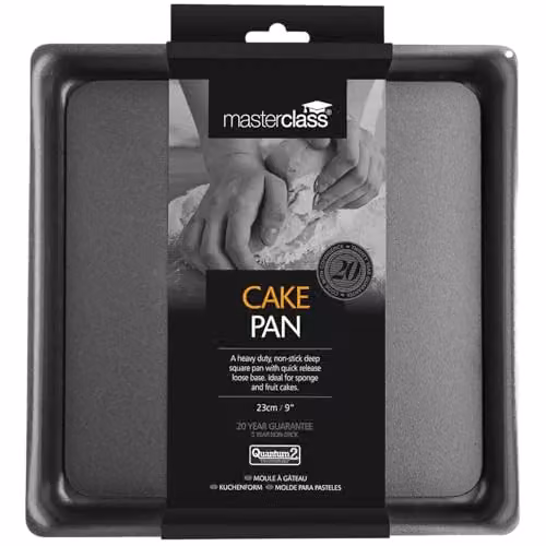 MasterClass Square Non-Stick Deep Cake Tin, Grey Carbon Steel with Loose Base, 23 cm – 2