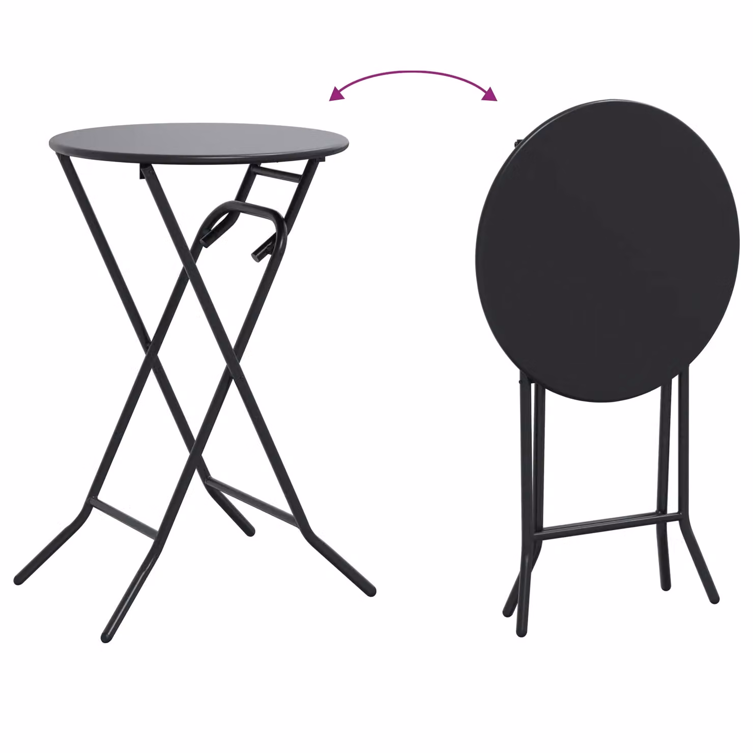 Berkfield Home Folding Garden Table in Anthracite Steel, W/D/H: 72 x 50 x 50 cm – 6