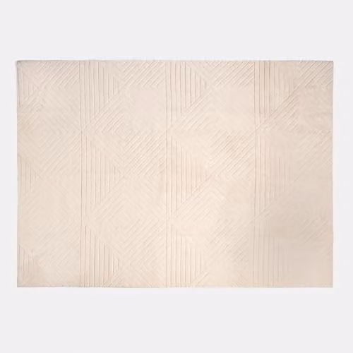 OHS Geometric Hand Tufted Area Rug in Beige, W/D: 170 x 120 cm