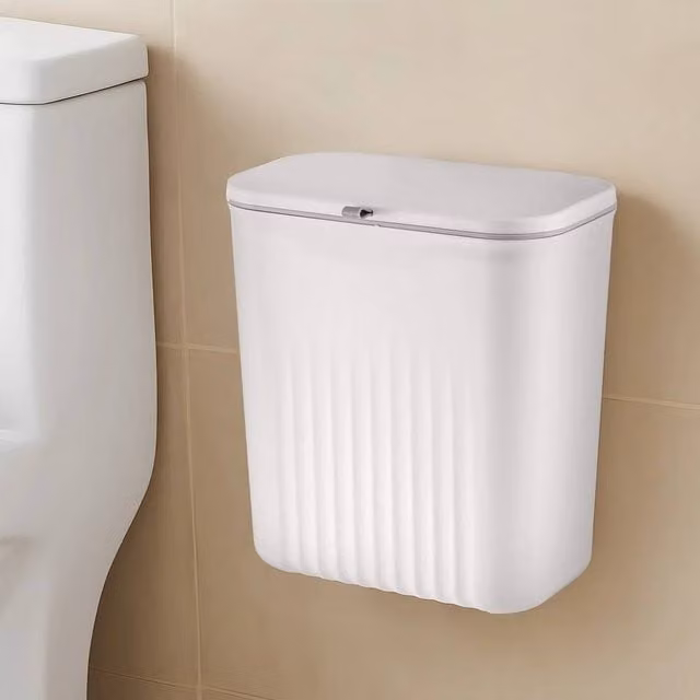 EONLION 9L Foldable Hanging Kitchen Bin with Flip Lid, White