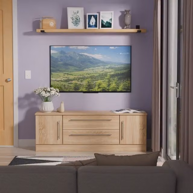 Ready Assembled 2 U Carlton Superwide TV Unit with 2 Doors and 2 Drawers in Light Oak
