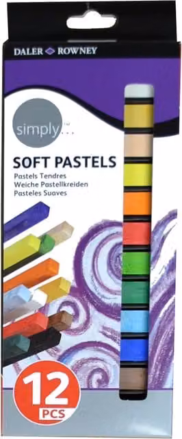 Daler-Rowney Simply Soft Oil Pastel Set, 12 Assorted Colours – 1