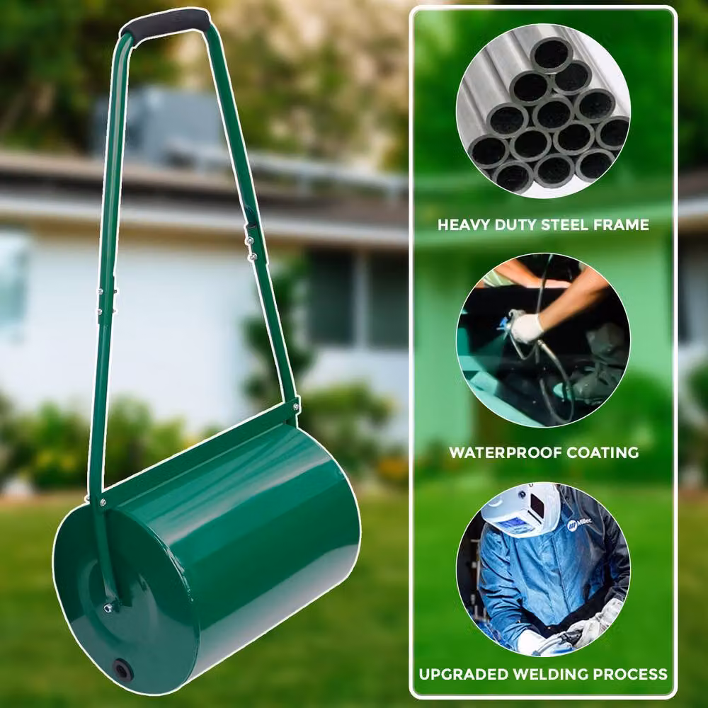 Crystals Metal Manual Push Garden Lawn Roller, Green, 30L Capacity – 3