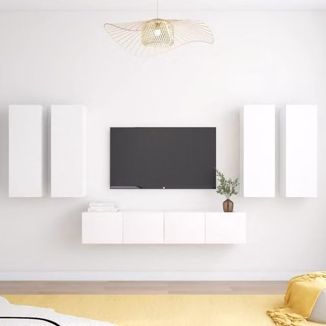 Berkfield Home 6 Piece Modern White Engineered Wood TV Cabinet Set