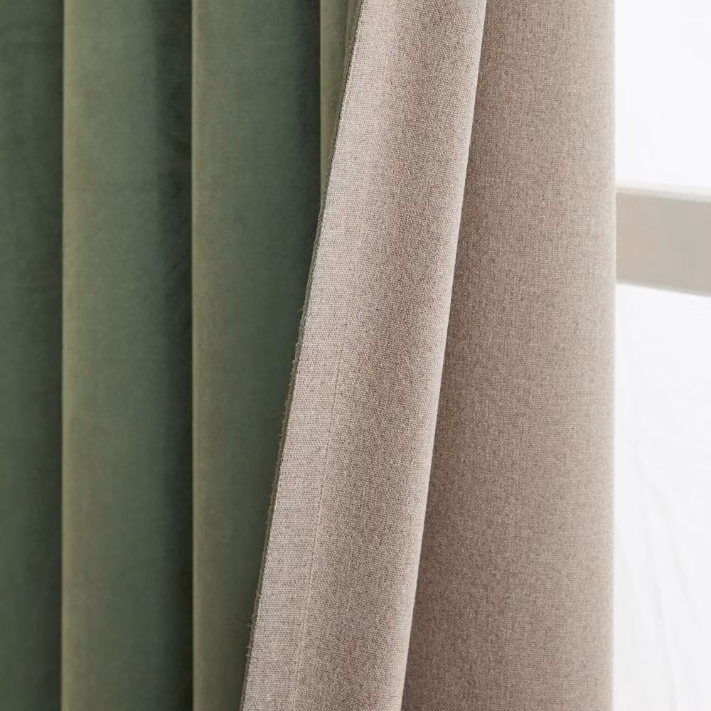 Furn Verso Reversible Suede-Look Blackout Eyelet Curtains, Green, Width: 168 cm, Drop: 229 cm – 3