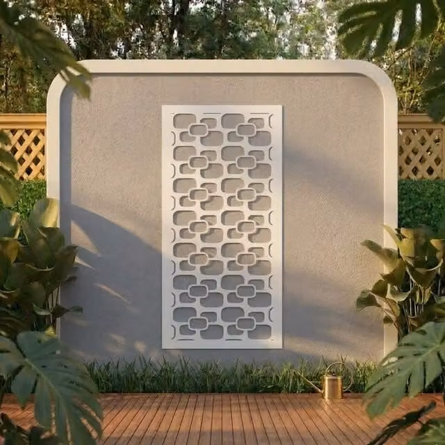 Laser Hut Retro Geometric Metal Wall Art in White and Black