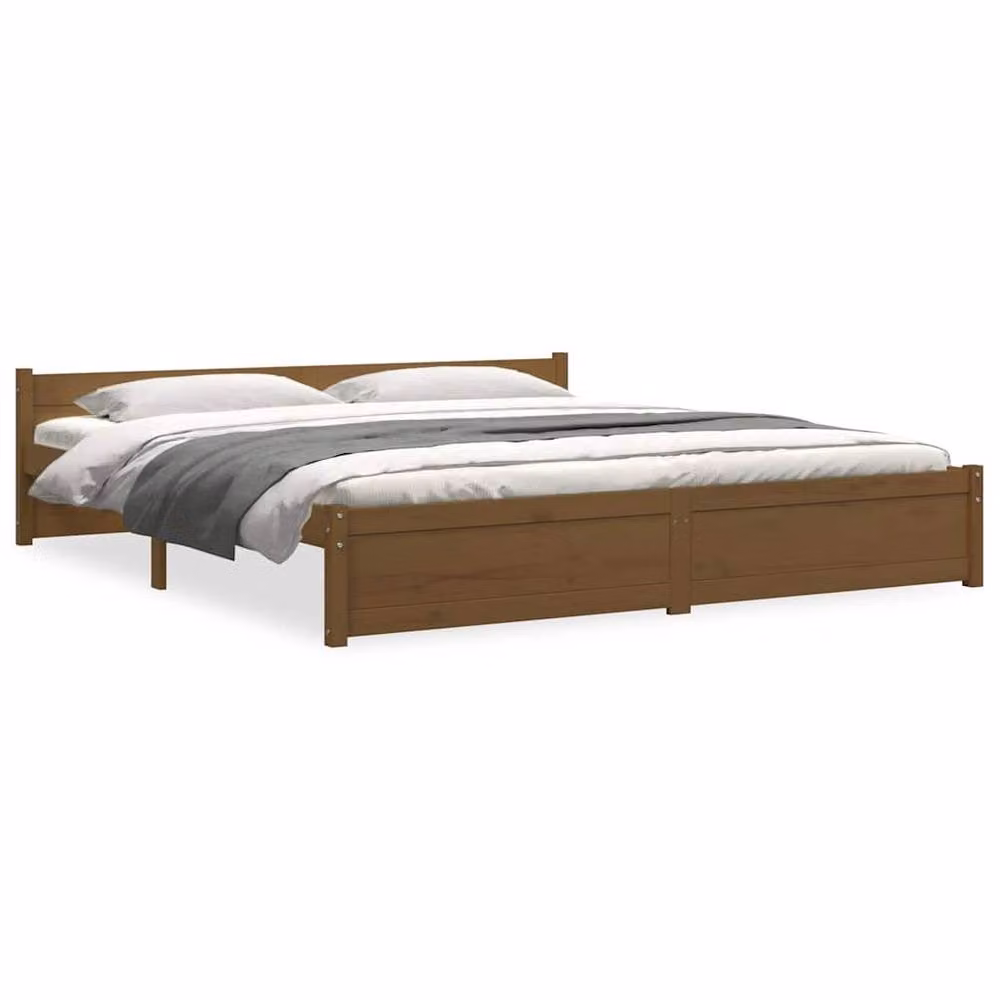 Berkfield Home Beautiful Solid Wood Pine Bed Frame with Drawers, Brown, W/D/H: 200 x 200 x 205.5 cm – 3