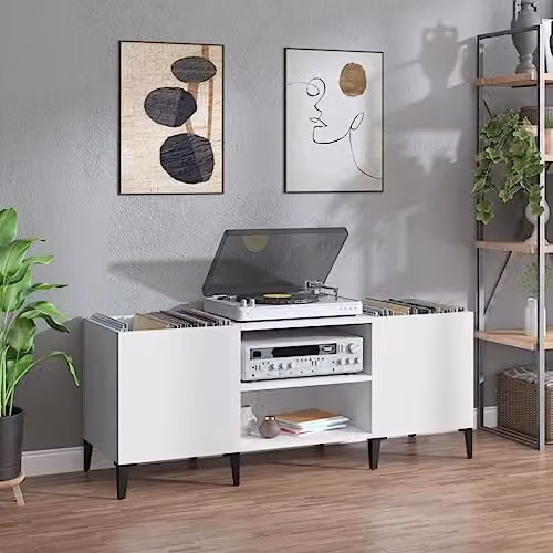 vidaXL Record Cabinet in White, W/D/H: 121 x 38 x 48 cm – 2